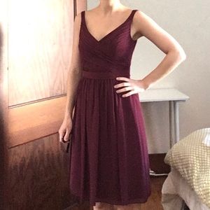 Wine Chiffon Dress with Ruching by David’s Bridal